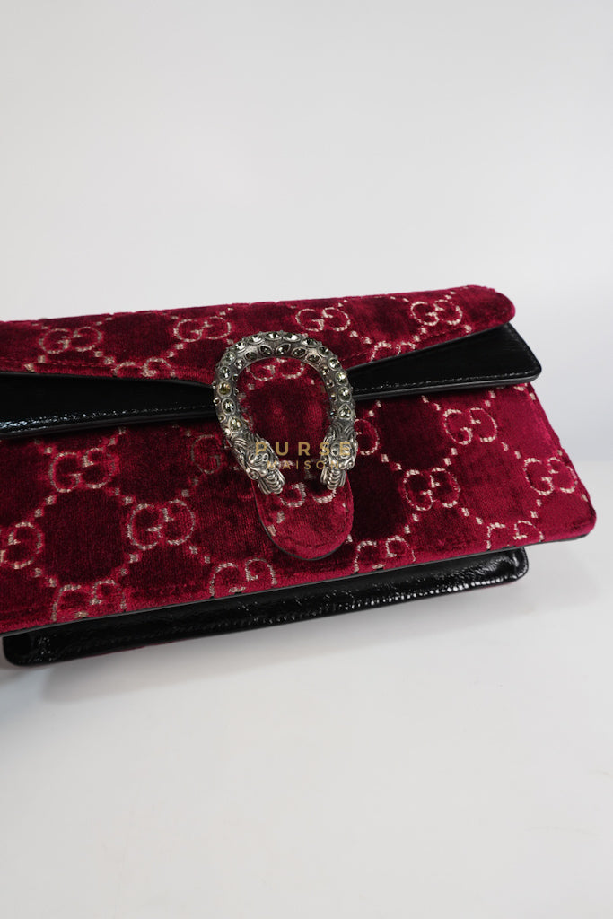 Dionysus Small Shoulder Bag in Red Velvet Leather & Ruthenium Hardware | Purse Maison Luxury Bags Shop