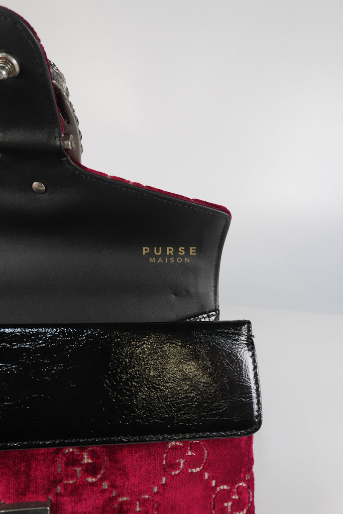 Dionysus Small Shoulder Bag in Red Velvet Leather & Ruthenium Hardware | Purse Maison Luxury Bags Shop