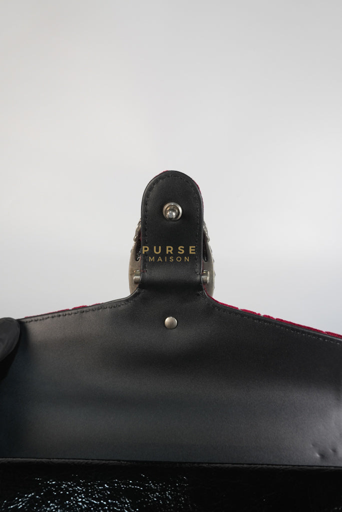 Dionysus Small Shoulder Bag in Red Velvet Leather & Ruthenium Hardware | Purse Maison Luxury Bags Shop