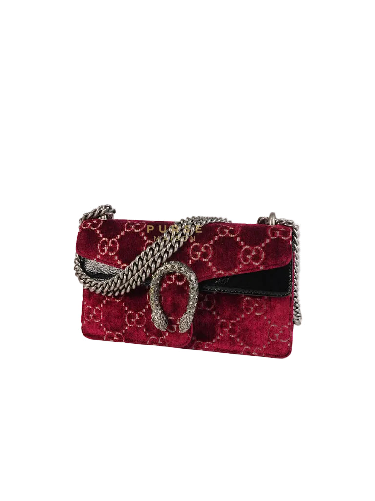 Dionysus Small Shoulder Bag in Red Velvet Leather & Ruthenium Hardware | Purse Maison Luxury Bags Shop