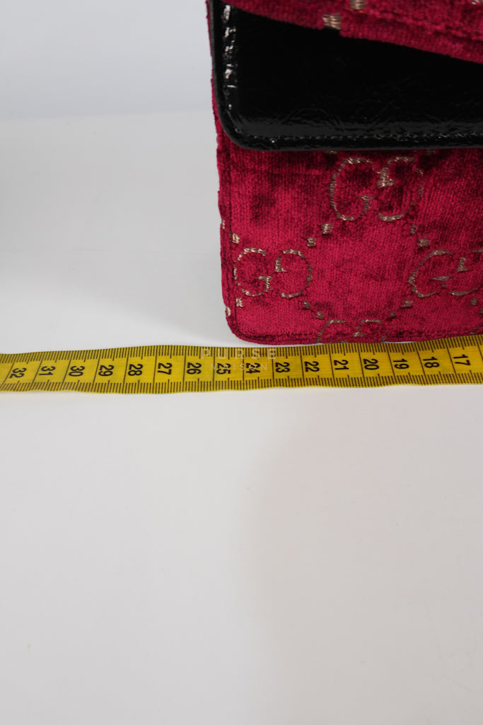 Dionysus Small Shoulder Bag in Red Velvet Leather & Ruthenium Hardware | Purse Maison Luxury Bags Shop