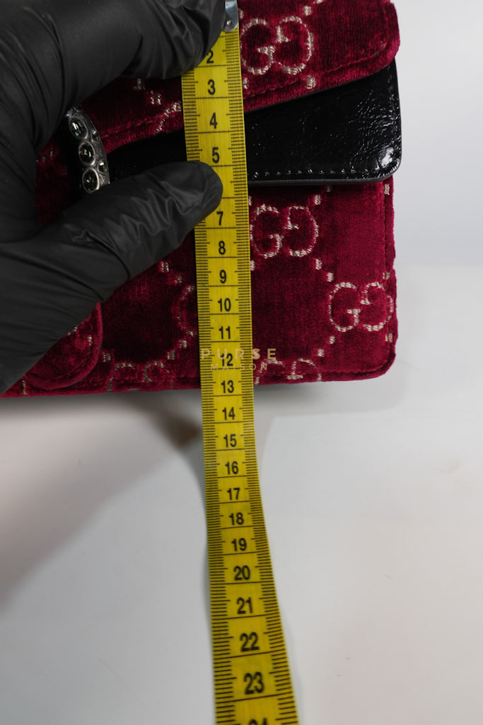 Dionysus Small Shoulder Bag in Red Velvet Leather & Ruthenium Hardware | Purse Maison Luxury Bags Shop