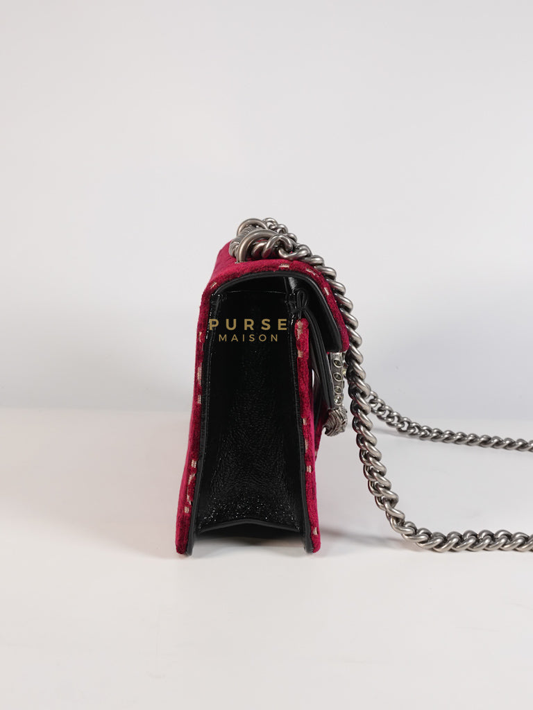 Dionysus Small Shoulder Bag in Red Velvet Leather & Ruthenium Hardware | Purse Maison Luxury Bags Shop