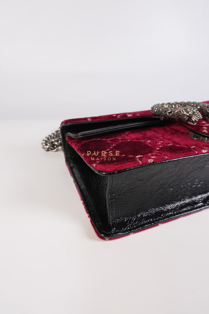 Dionysus Small Shoulder Bag in Red Velvet Leather & Ruthenium Hardware | Purse Maison Luxury Bags Shop