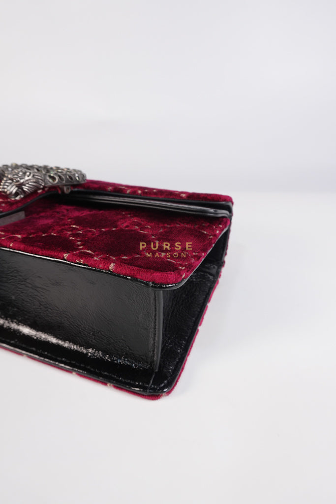 Dionysus Small Shoulder Bag in Red Velvet Leather & Ruthenium Hardware | Purse Maison Luxury Bags Shop