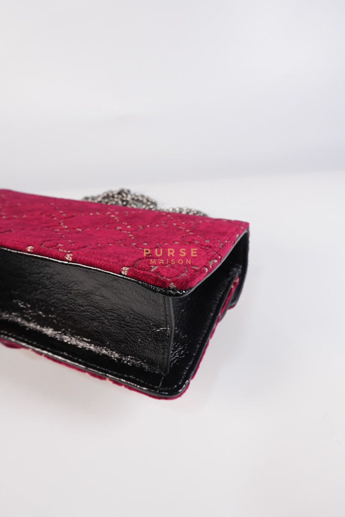 Dionysus Small Shoulder Bag in Red Velvet Leather & Ruthenium Hardware | Purse Maison Luxury Bags Shop