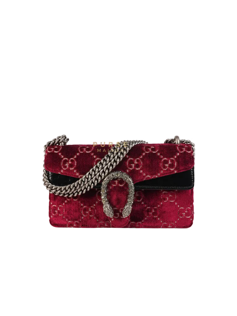Dionysus Small Shoulder Bag in Red Velvet Leather & Ruthenium Hardware | Purse Maison Luxury Bags Shop