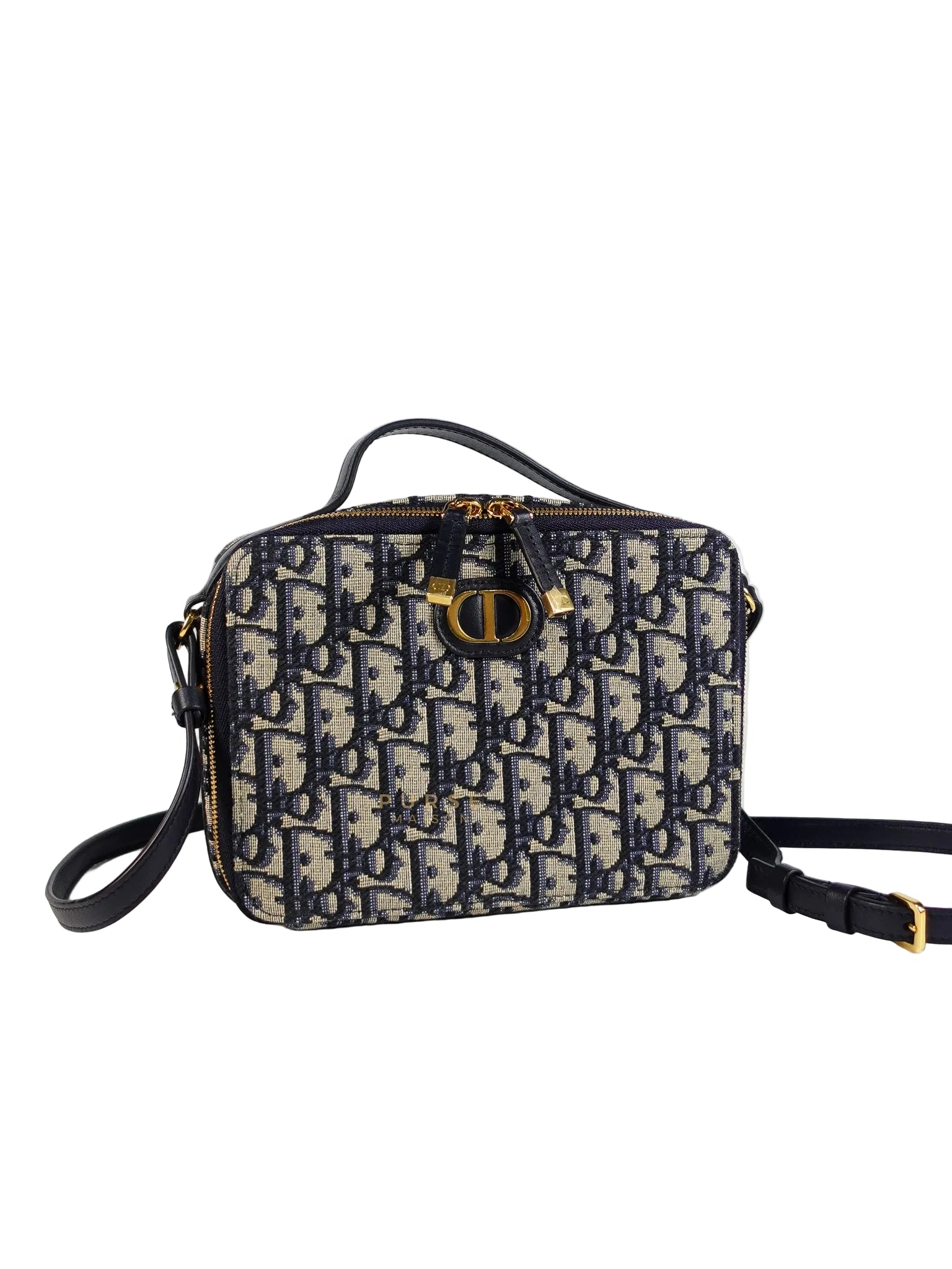 Dior 30 Montaigne Box Bag Small in Blue Oblique Jacquard & Gold Hardware | Purse Maison Luxury Bags Shop