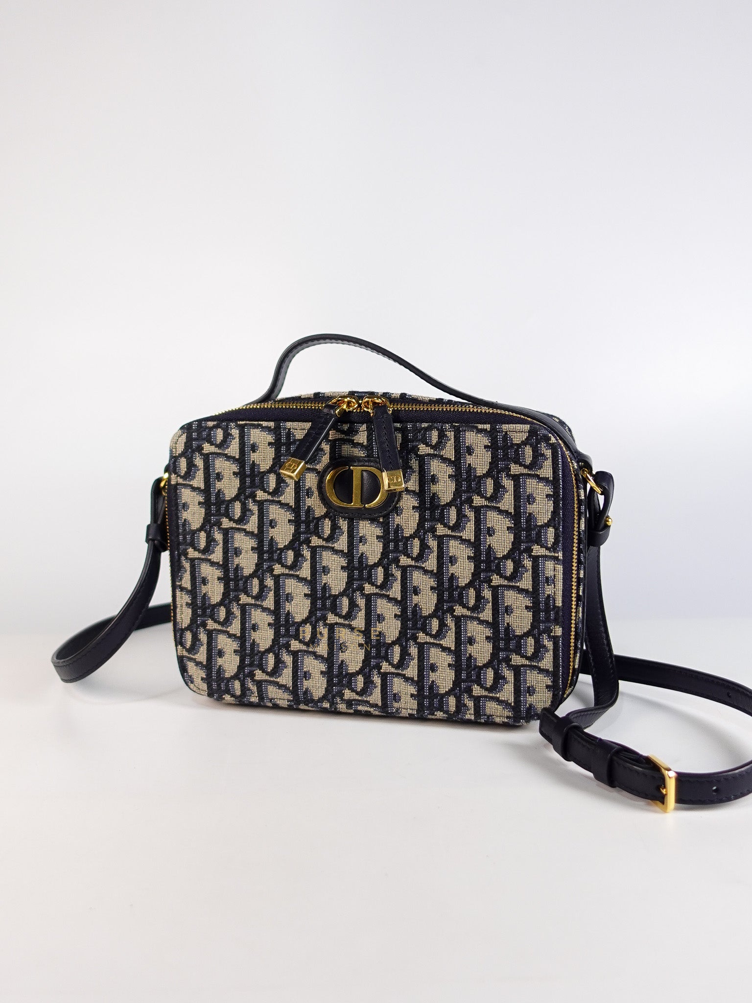 Dior 30 Montaigne Box Bag Small in Blue Oblique Jacquard & Gold Hardware | Purse Maison Luxury Bags Shop