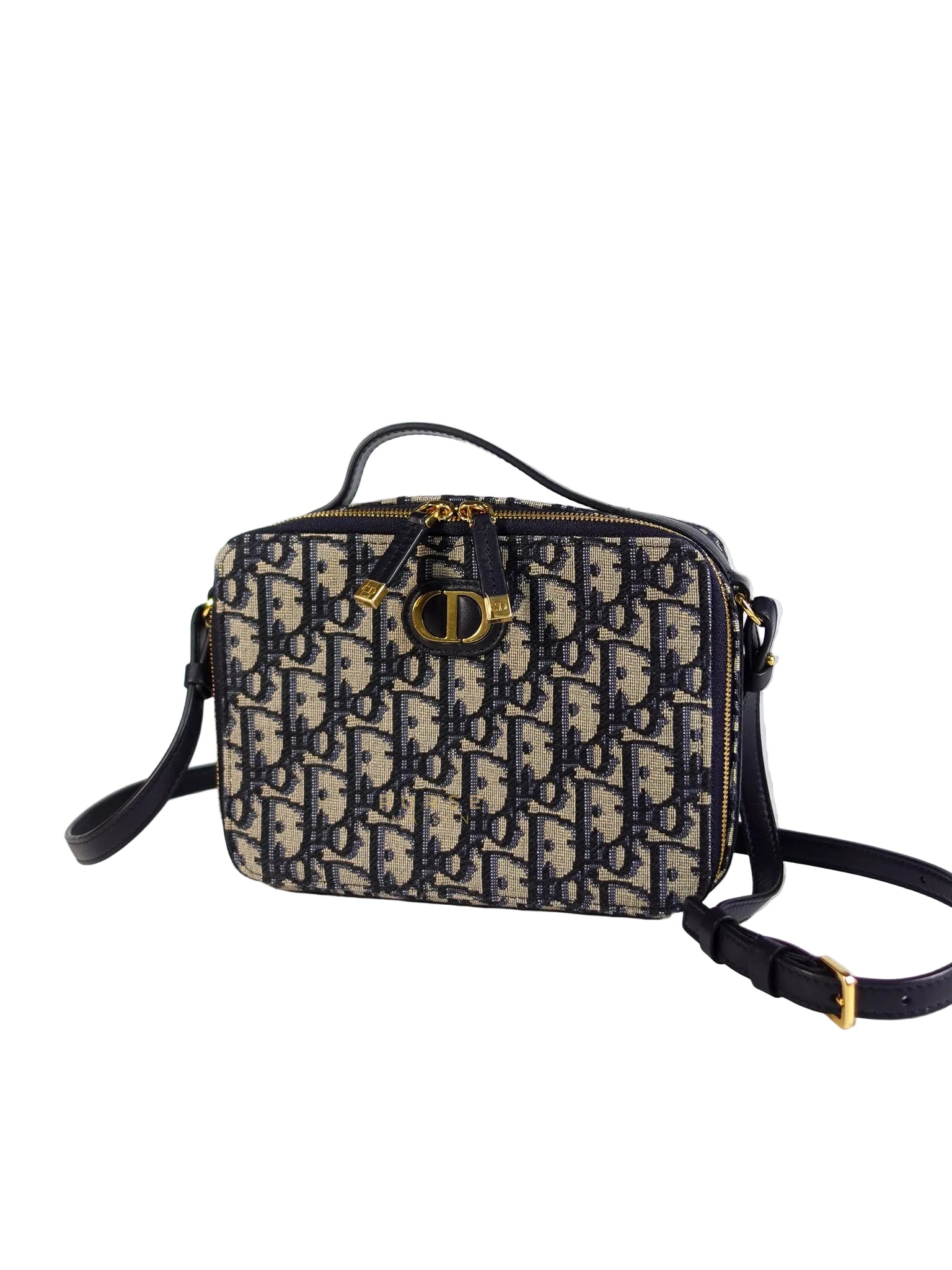 Dior 30 Montaigne Box Bag Small in Blue Oblique Jacquard & Gold Hardware | Purse Maison Luxury Bags Shop
