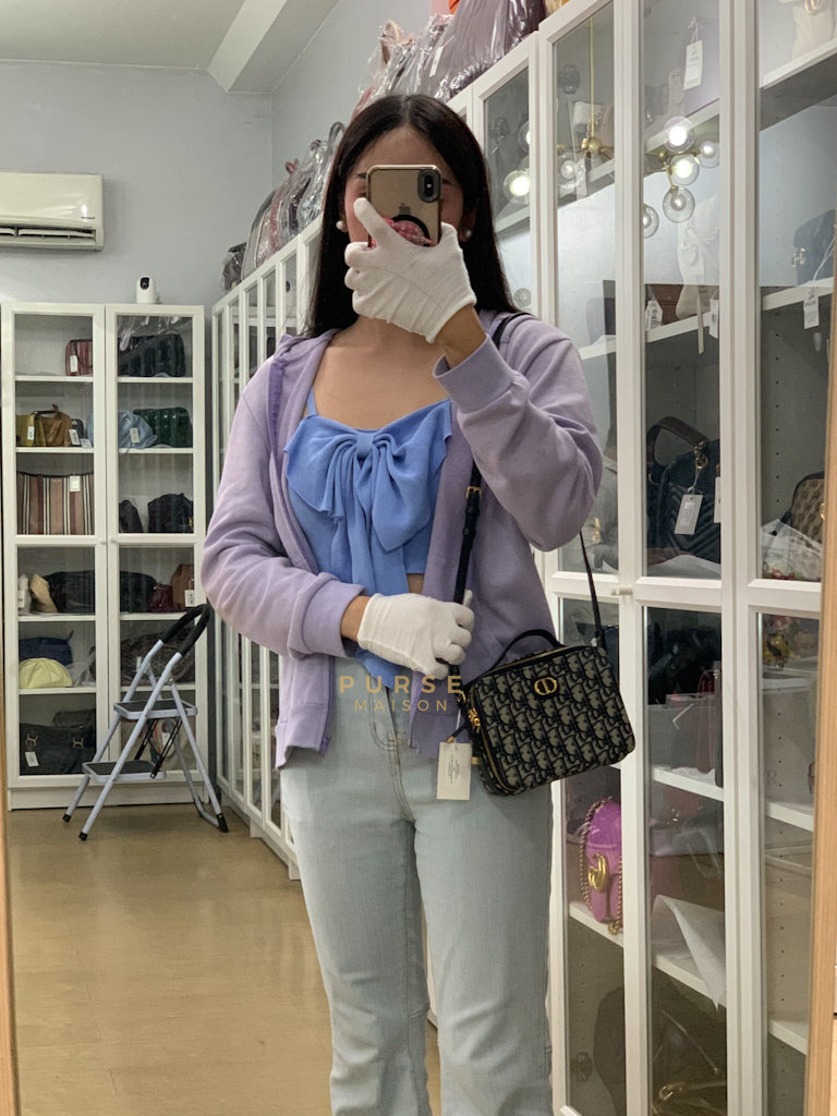 Dior 30 Montaigne Box Bag Small in Blue Oblique Jacquard & Gold Hardware | Purse Maison Luxury Bags Shop