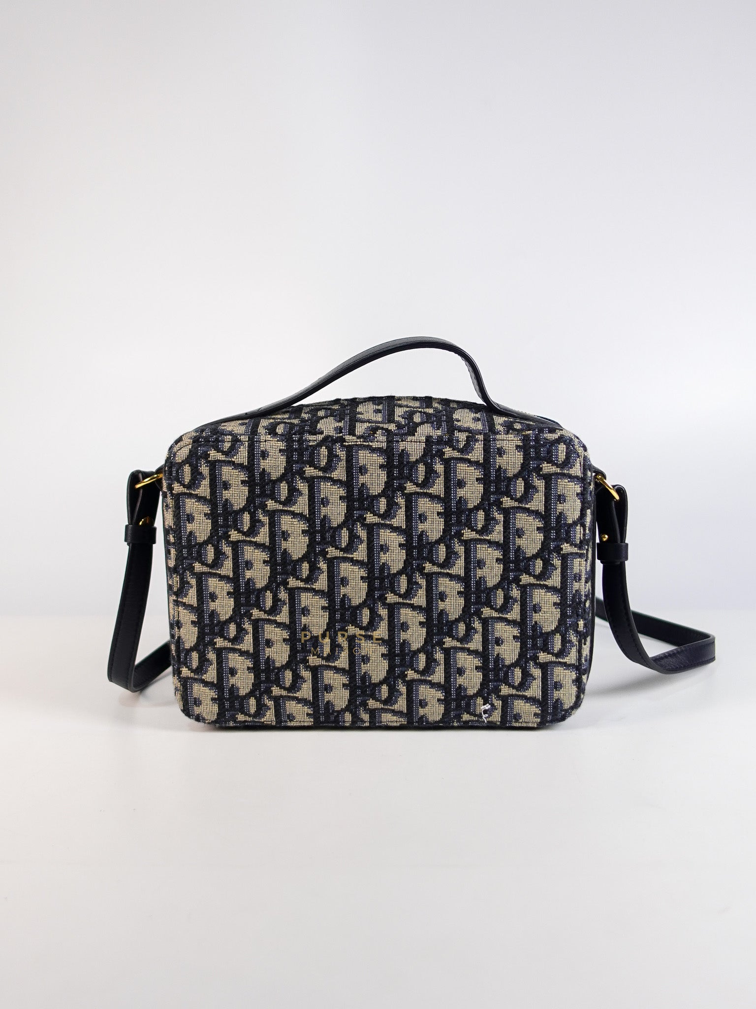 Dior 30 Montaigne Box Bag Small in Blue Oblique Jacquard & Gold Hardware | Purse Maison Luxury Bags Shop