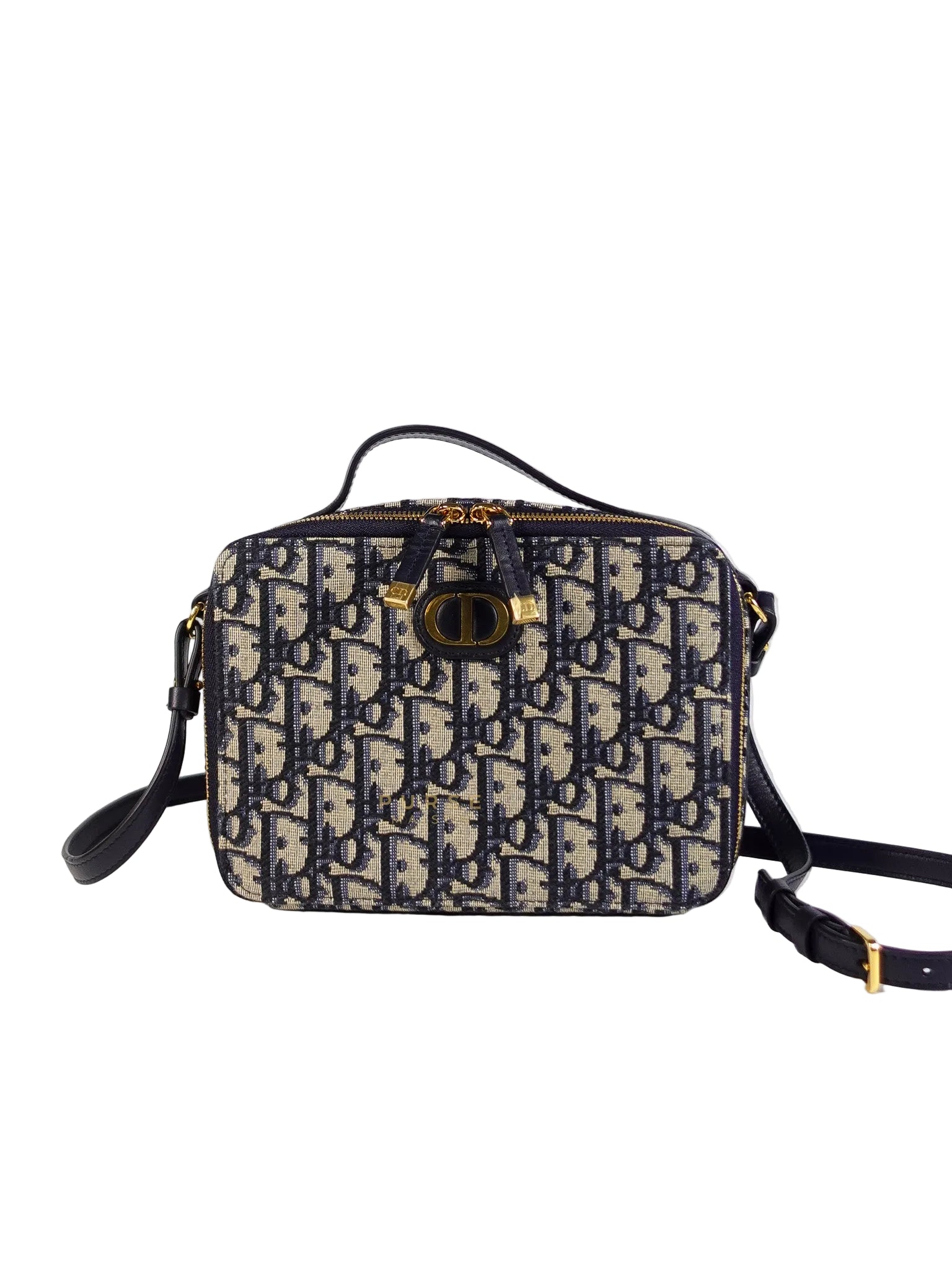 Dior 30 Montaigne Box Bag Small in Blue Oblique Jacquard & Gold Hardware | Purse Maison Luxury Bags Shop