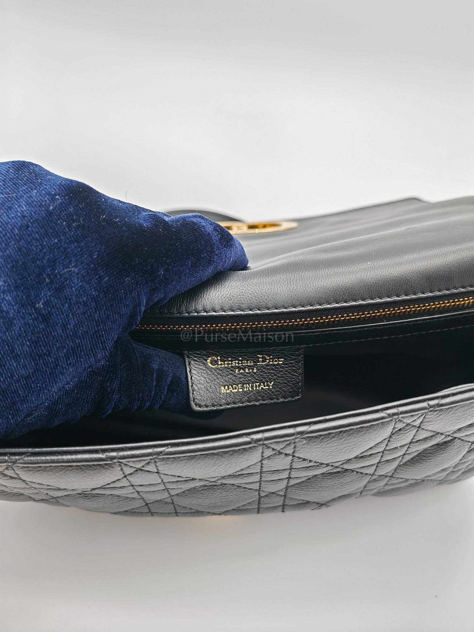 Dior Caro Large in Black Supple Cannage Calfskin Leather Chain Bag | Purse Maison Luxury Bags Shop