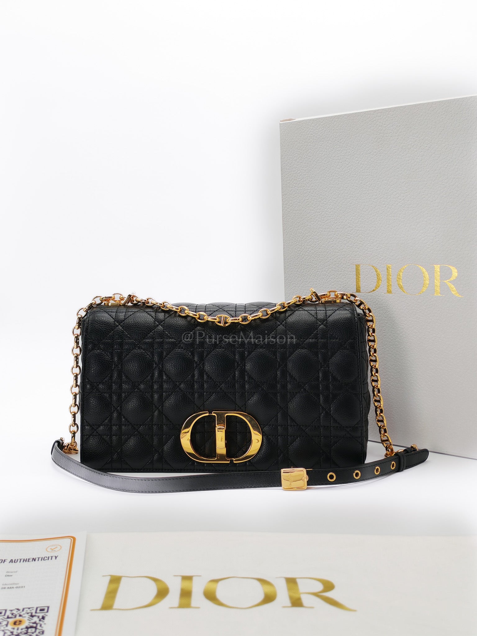 Dior Caro Large in Black Supple Cannage Calfskin Leather Chain Bag | Purse Maison Luxury Bags Shop