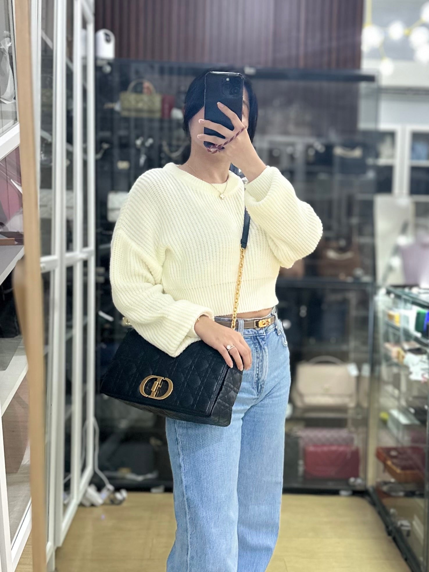 Caro Large Bag Supple Black Cannage Quilt Calfskin Leather | Purse Maison Luxury Bags Shop