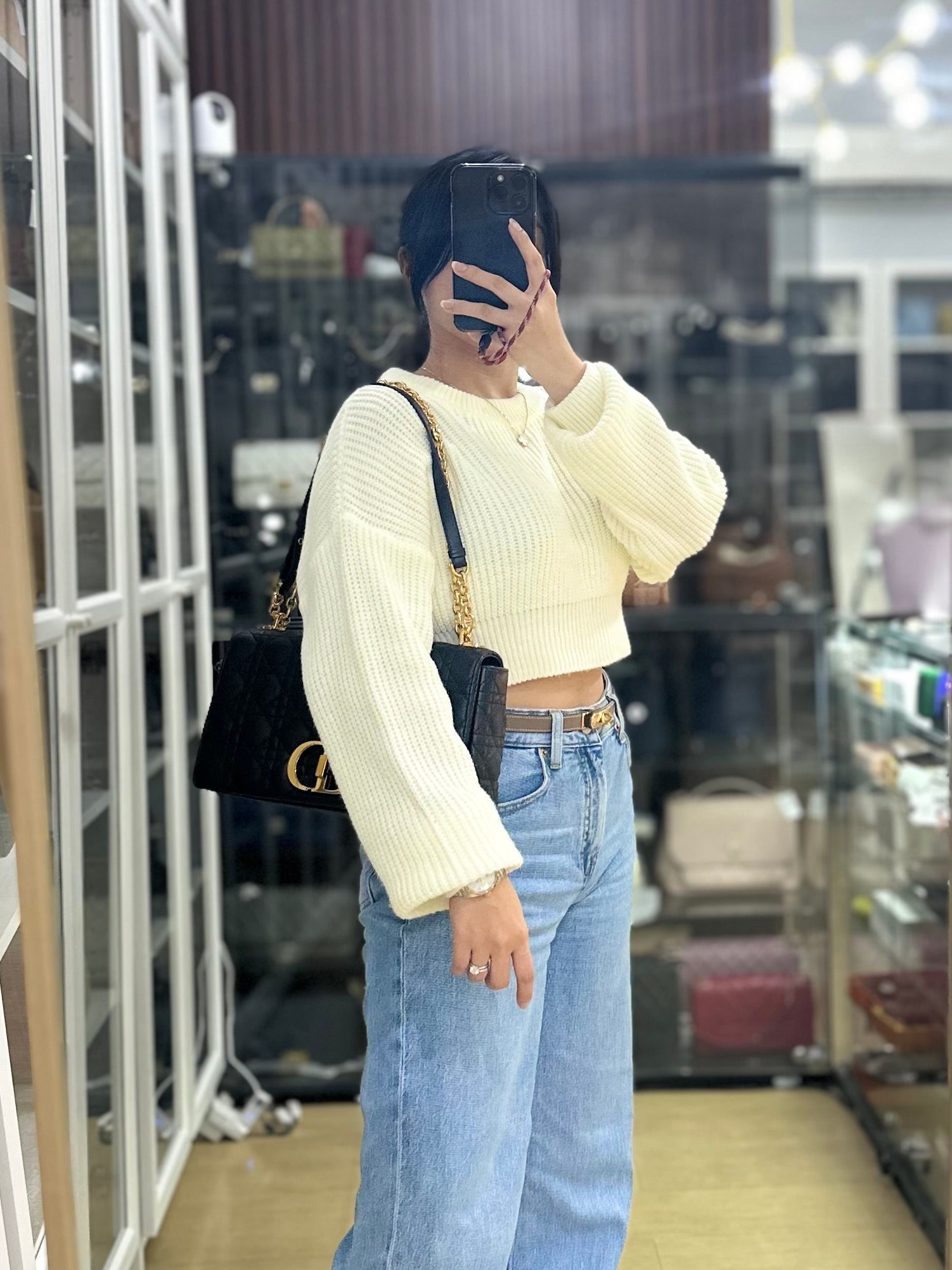 Caro Large Bag Supple Black Cannage Quilt Calfskin Leather | Purse Maison Luxury Bags Shop