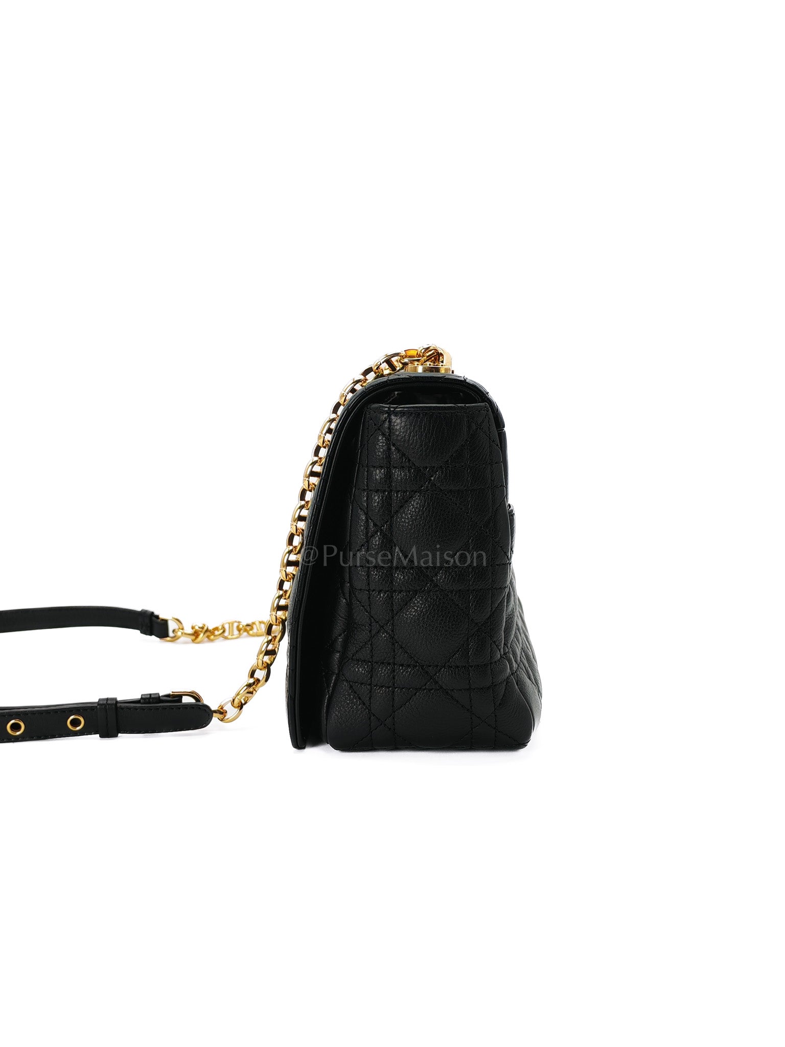 Dior Caro Large in Black Supple Cannage Calfskin Leather Chain Bag | Purse Maison Luxury Bags Shop