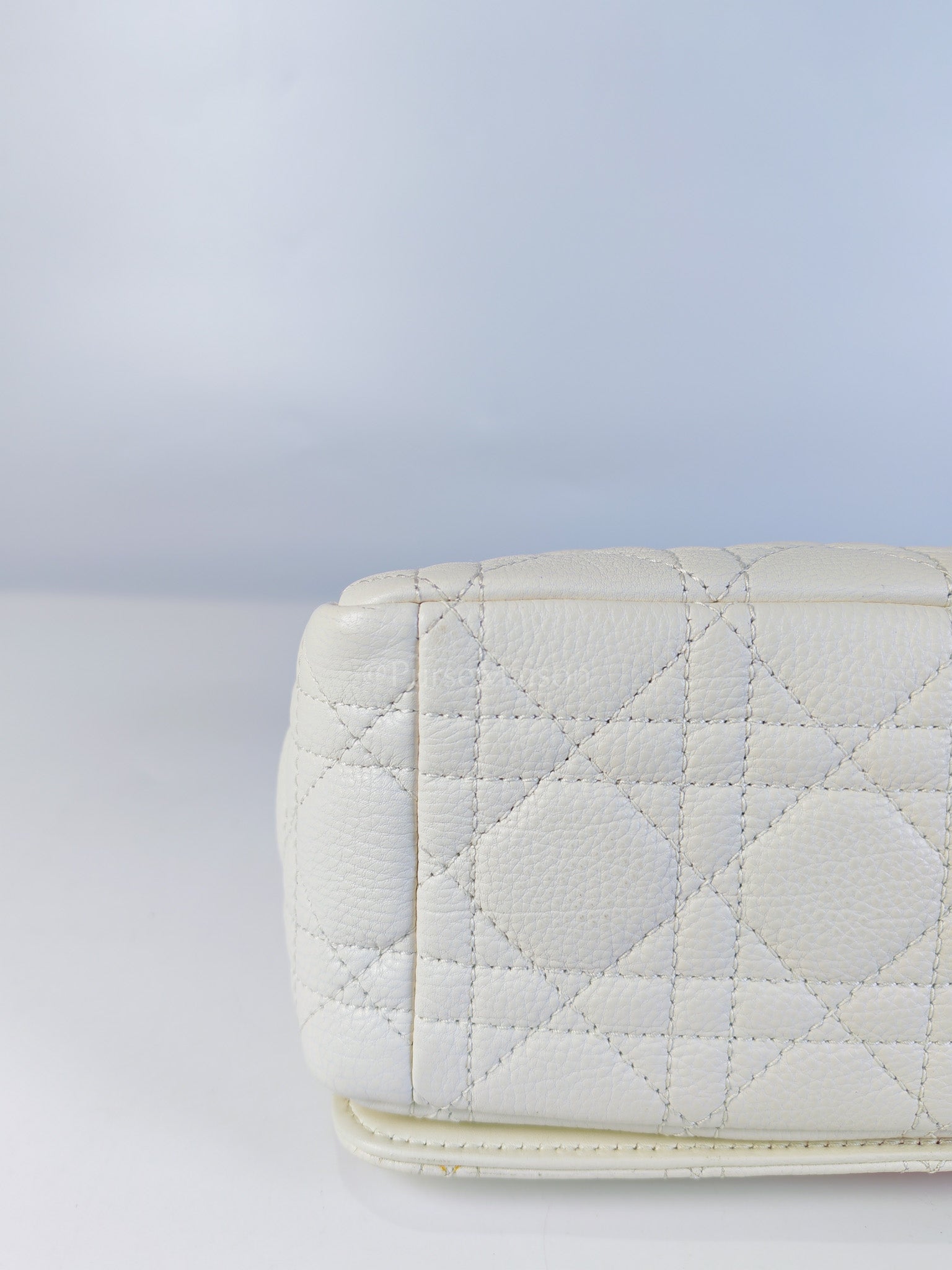 Dior Caro Medium in White Cannage Lambskin Leather and Gold Hardware | Purse Maison Luxury Bags Shop