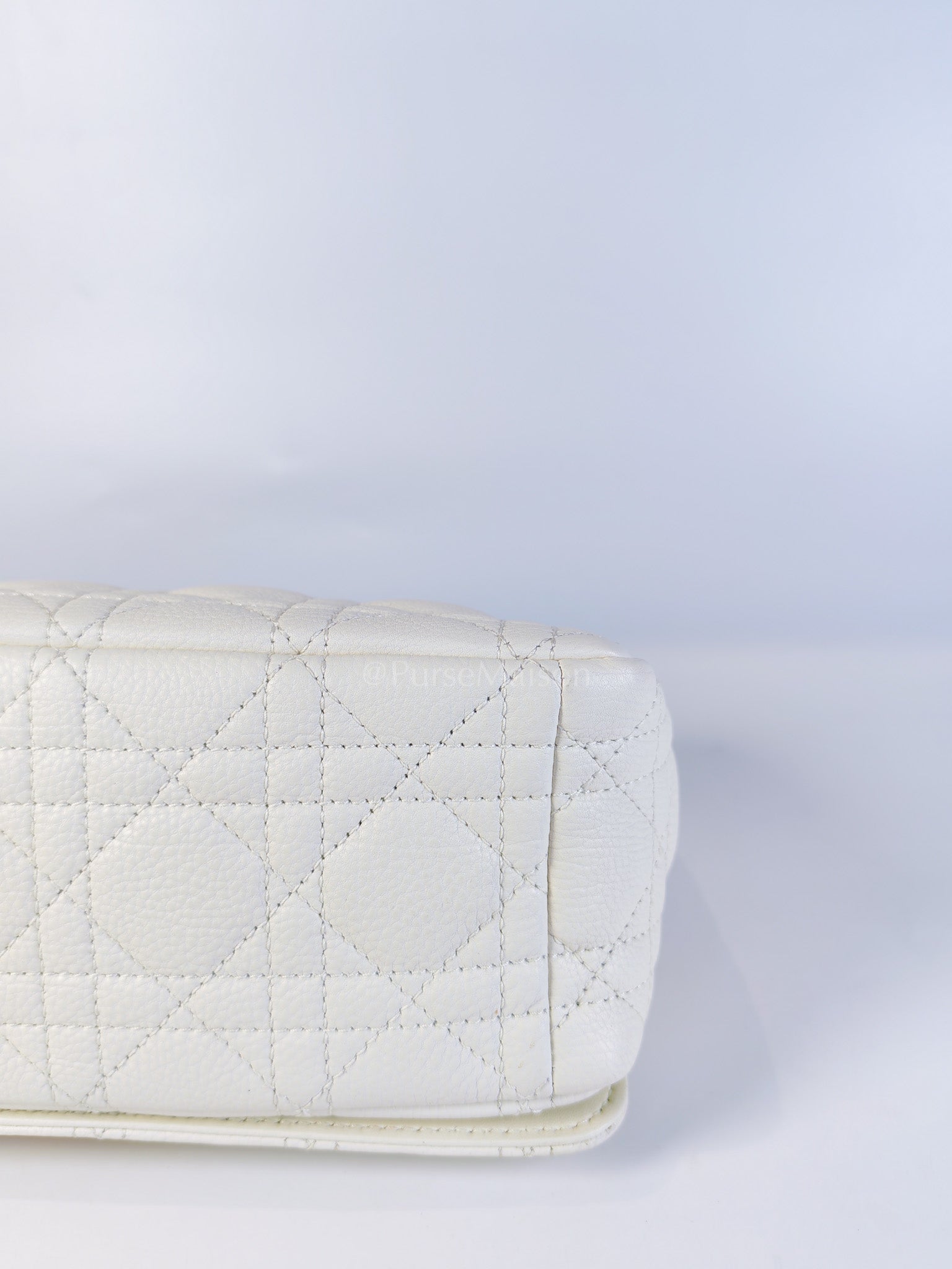Dior Caro Medium in White Cannage Lambskin Leather and Gold Hardware | Purse Maison Luxury Bags Shop