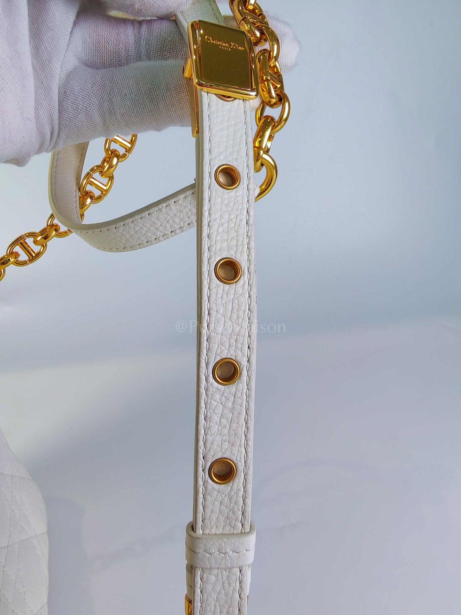 Dior Caro Medium in White Cannage Lambskin Leather and Gold Hardware | Purse Maison Luxury Bags Shop