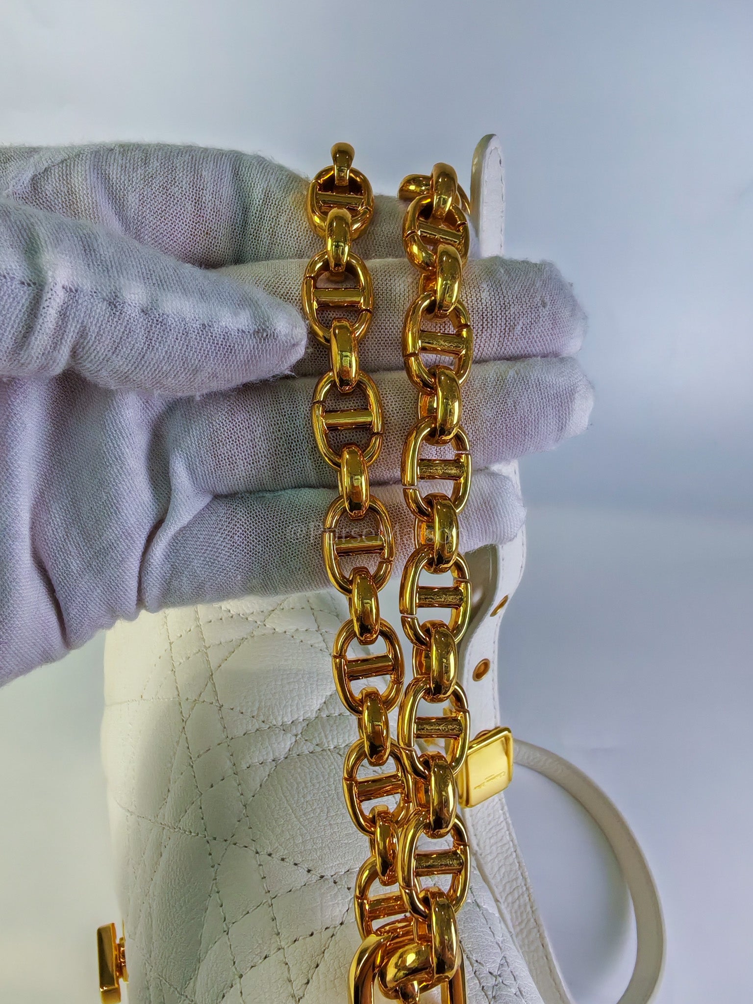 Dior Caro Medium in White Cannage Lambskin Leather and Gold Hardware | Purse Maison Luxury Bags Shop