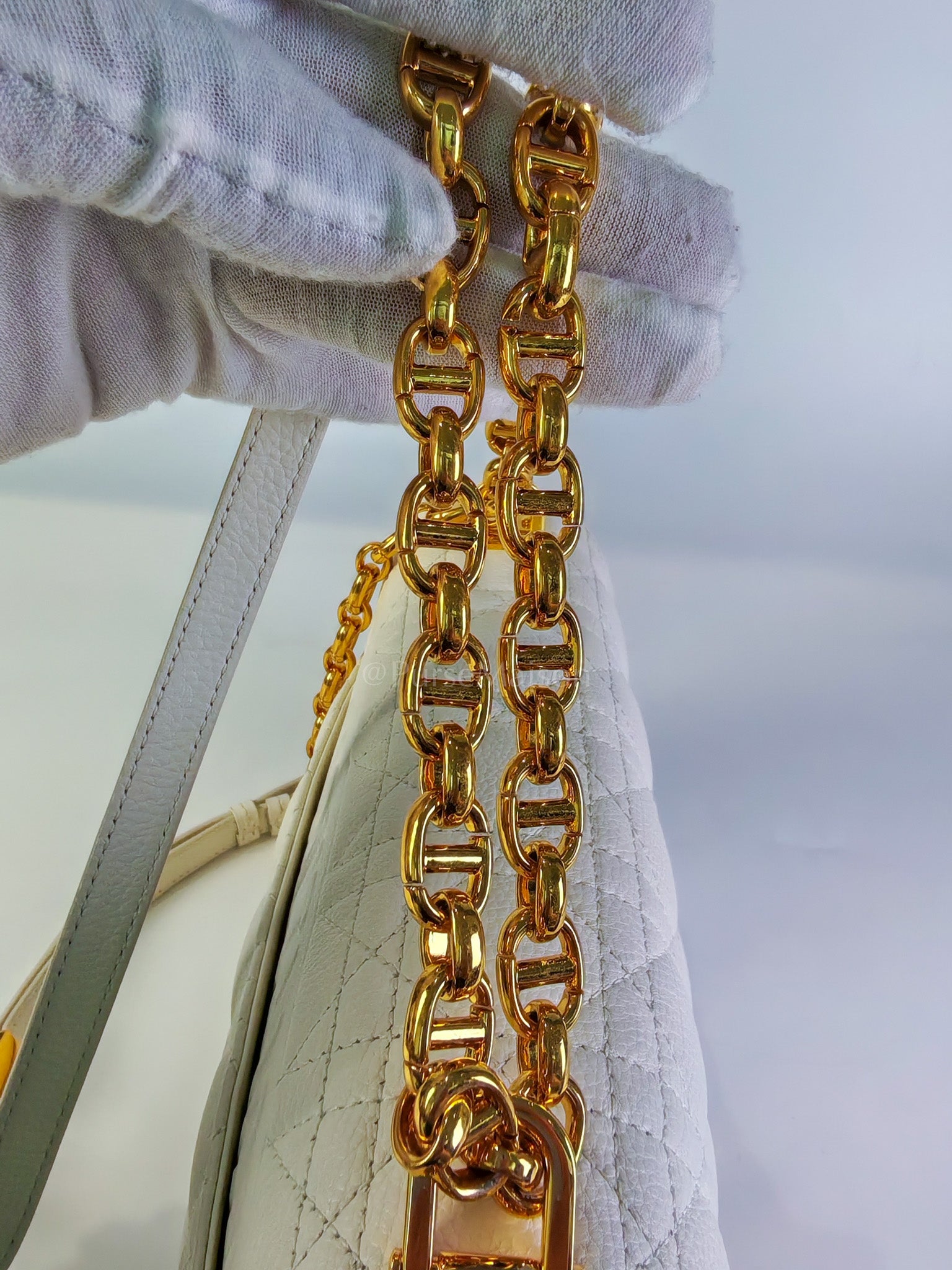 Dior Caro Medium in White Cannage Lambskin Leather and Gold Hardware | Purse Maison Luxury Bags Shop