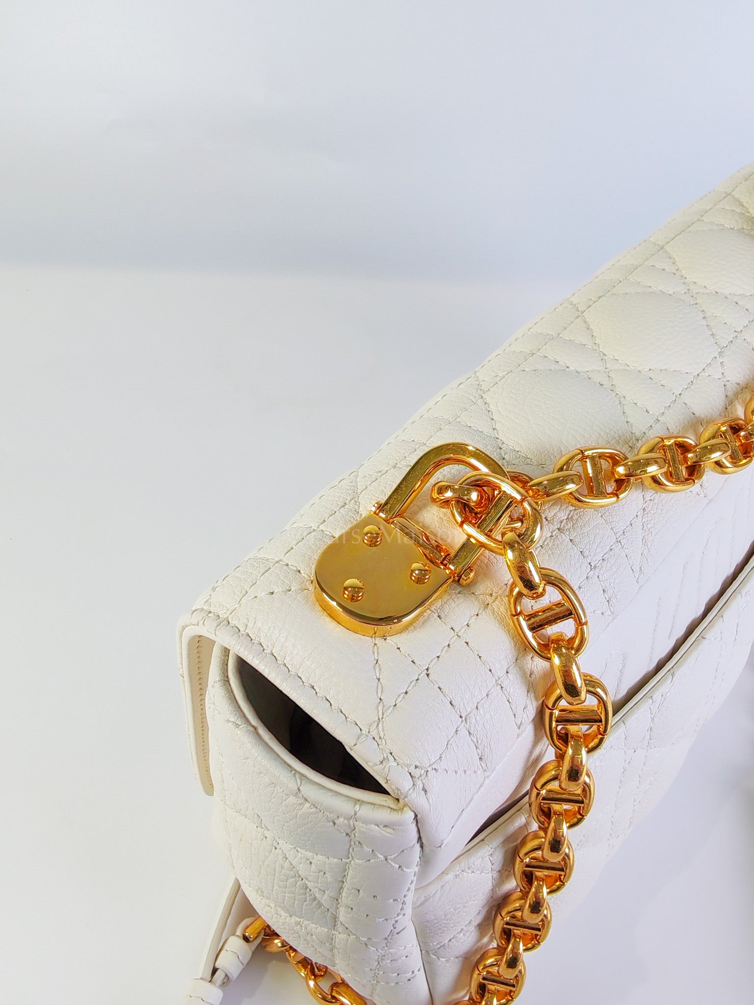 Dior Caro Medium in White Cannage Lambskin Leather and Gold Hardware | Purse Maison Luxury Bags Shop
