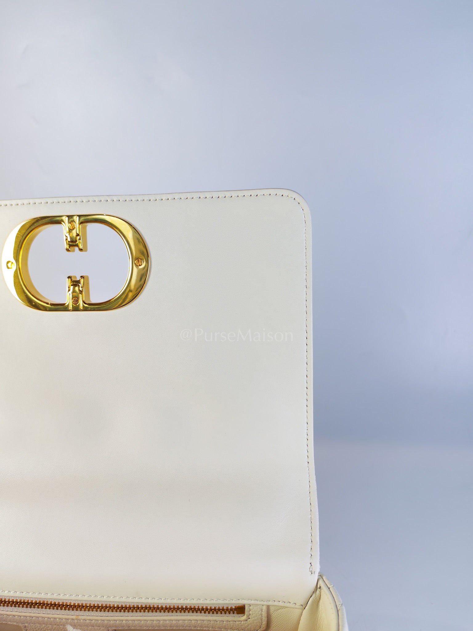 Dior Caro Medium in White Cannage Lambskin Leather and Gold Hardware | Purse Maison Luxury Bags Shop