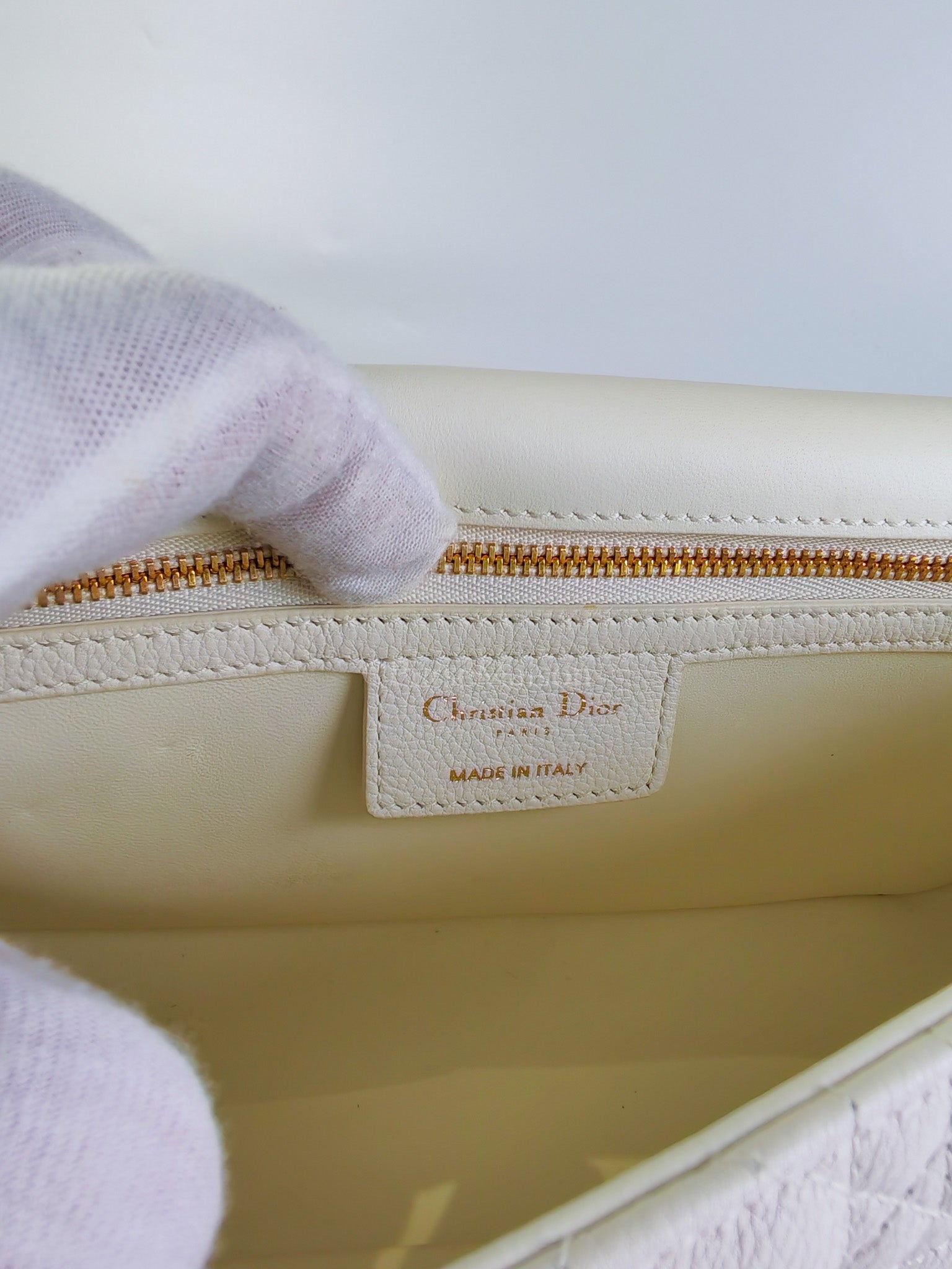 Dior Caro Medium in White Cannage Lambskin Leather and Gold Hardware | Purse Maison Luxury Bags Shop