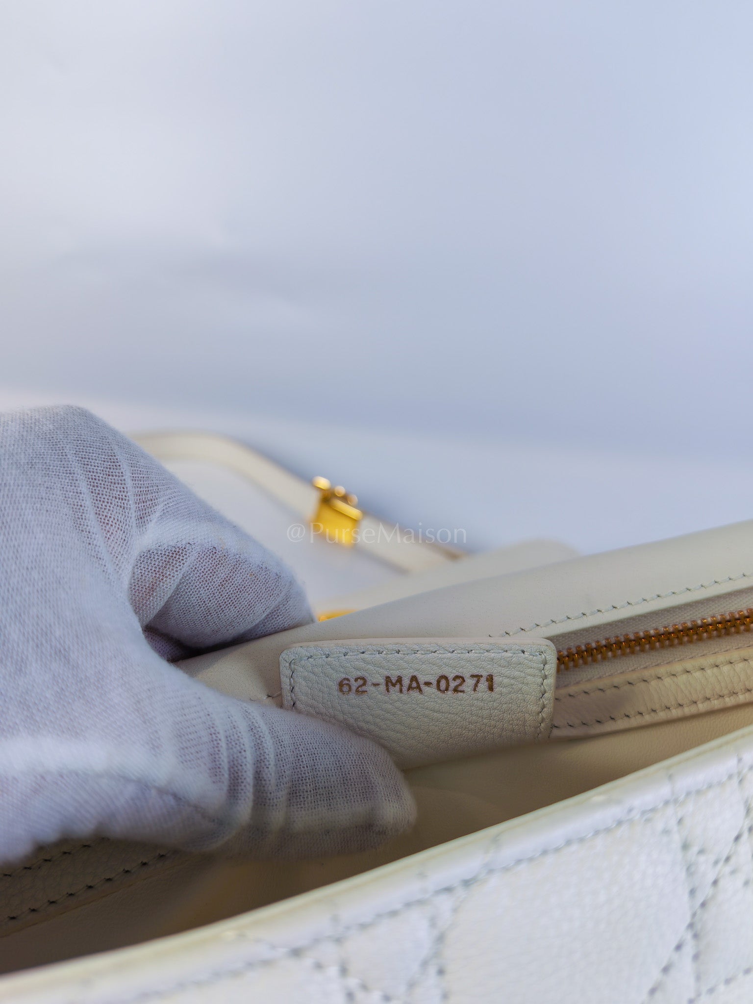 Dior Caro Medium in White Cannage Lambskin Leather and Gold Hardware | Purse Maison Luxury Bags Shop