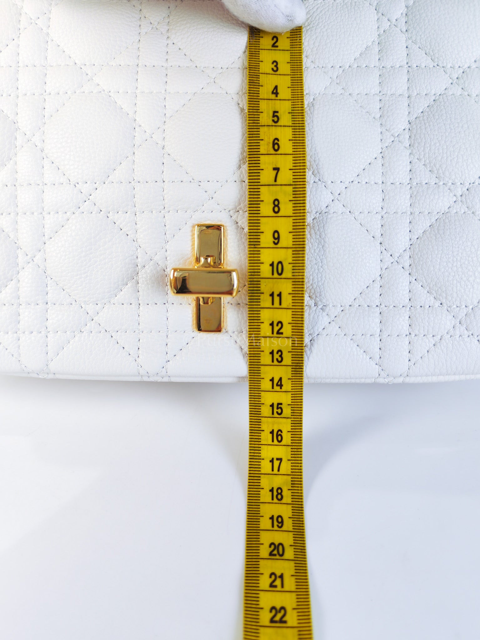 Dior Caro Medium in White Cannage Lambskin Leather and Gold Hardware | Purse Maison Luxury Bags Shop