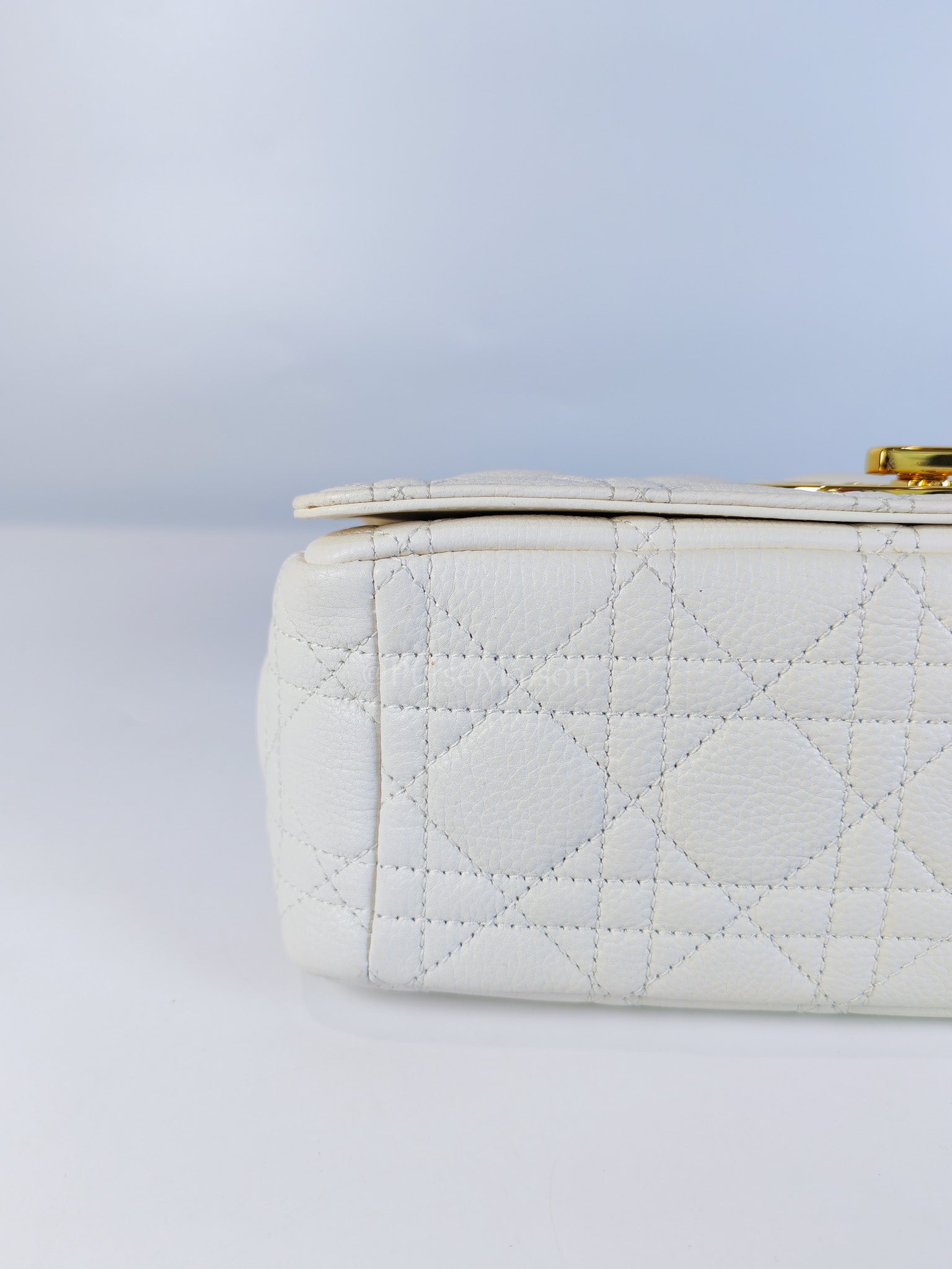 Dior Caro Medium in White Cannage Lambskin Leather and Gold Hardware | Purse Maison Luxury Bags Shop