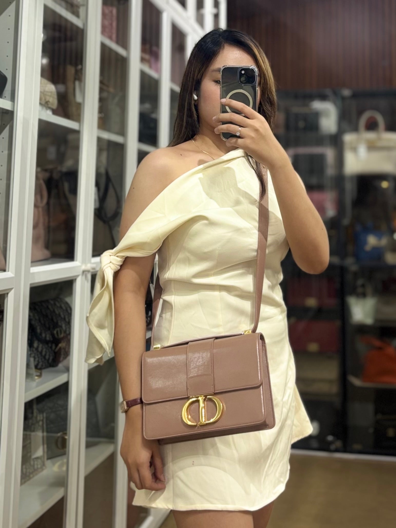 Dior Montaigne 30 Flap in Rose Shiny Calfskin Leather | Purse Maison Luxury Bags Shop