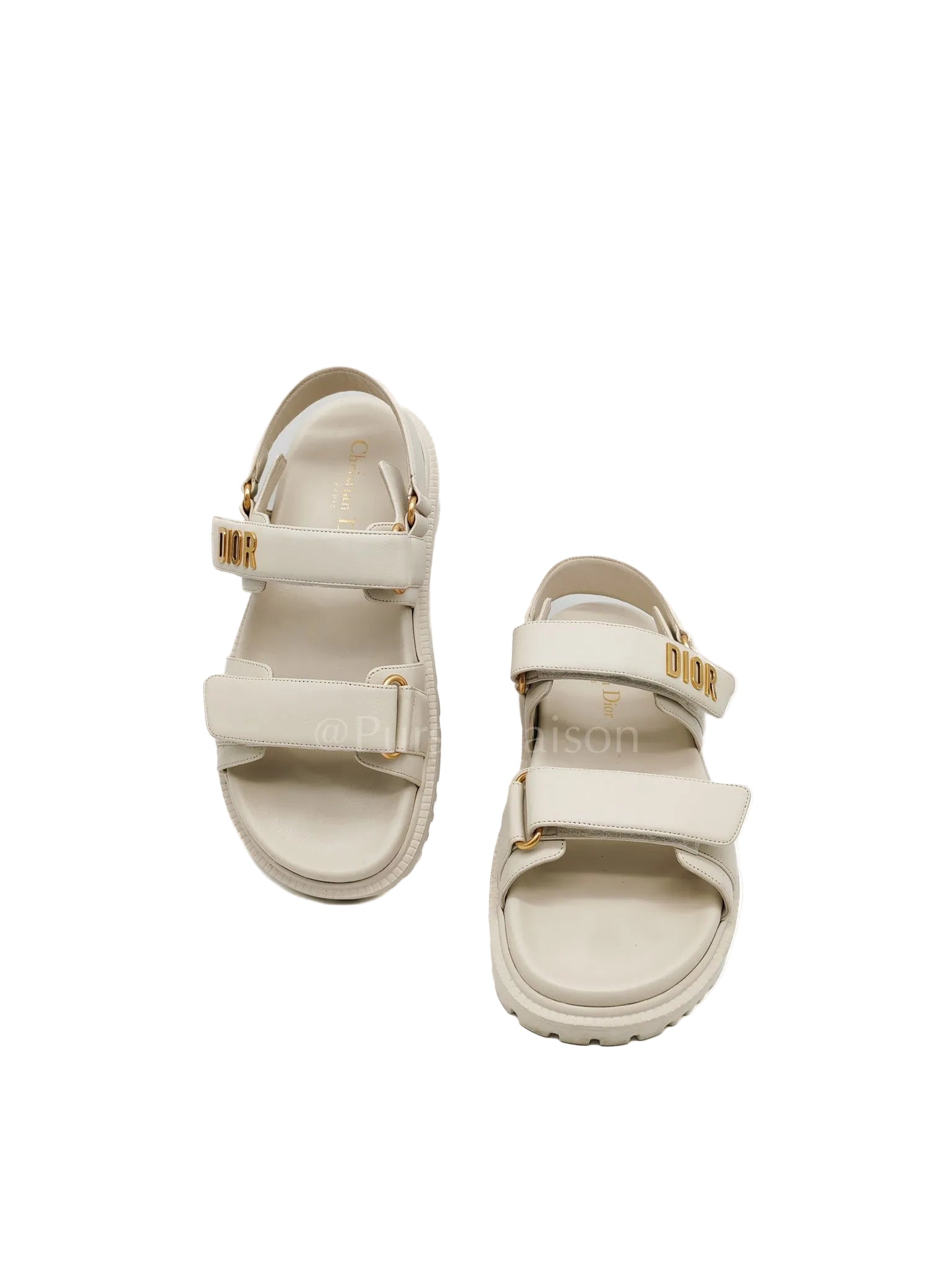 Diorack Sandals in White Lambskin Leather & Gold Hardware Size 36 EU (23cm) | Purse Maison Luxury Bags Shop