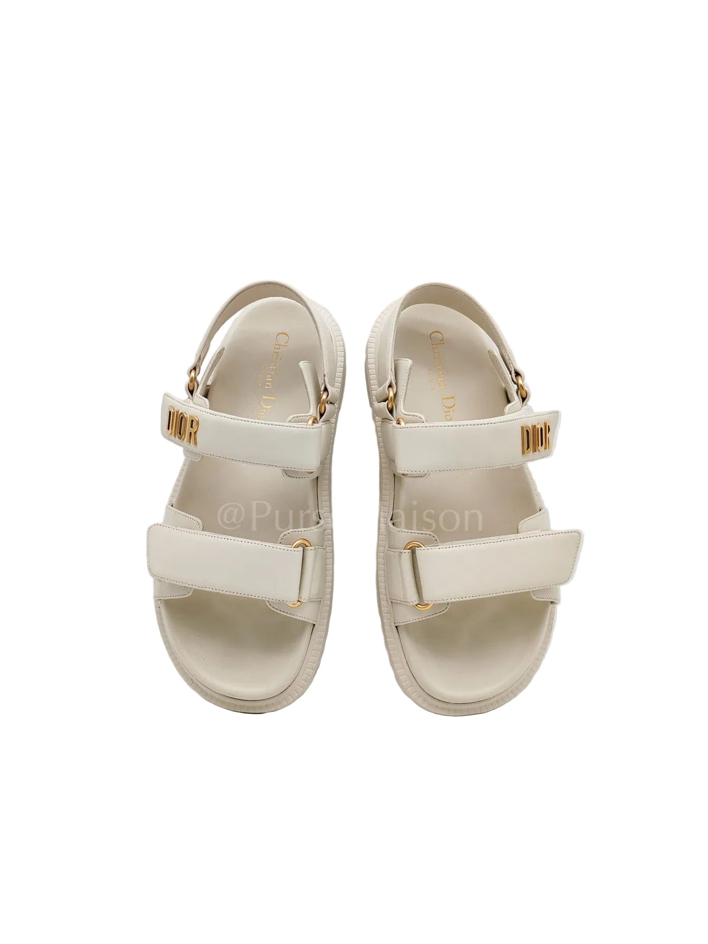 Diorack Sandals in White Lambskin Leather & Gold Hardware Size 36 EU (23cm) | Purse Maison Luxury Bags Shop