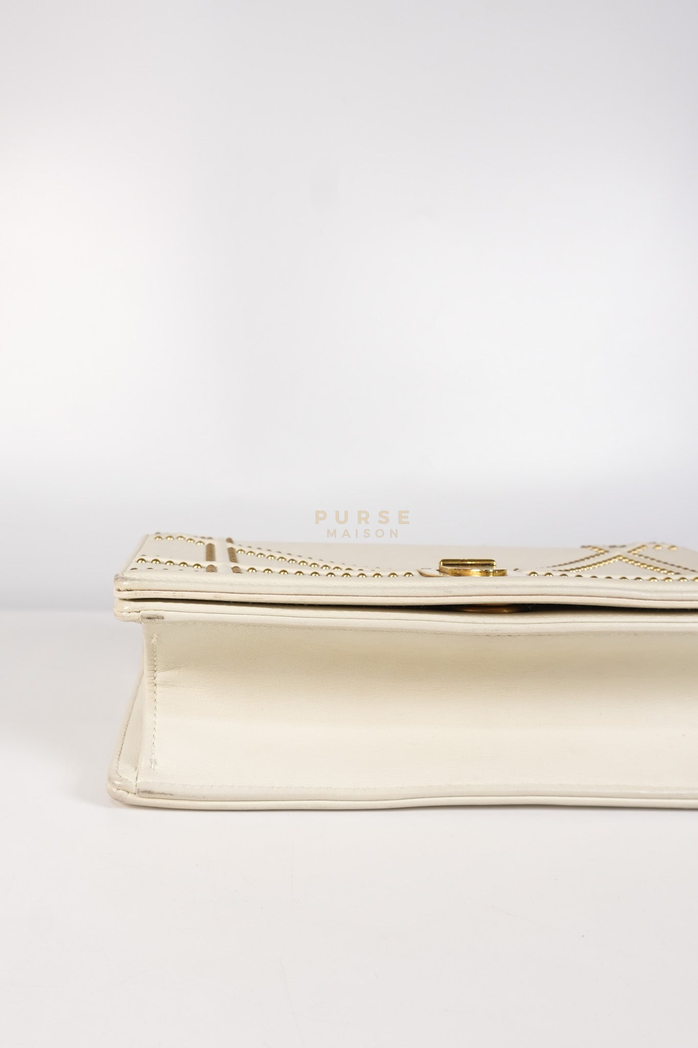 Diorama Small Studded Ivory Calfskin Leather Crossbody Bag | Purse Maison Luxury Bags Shop