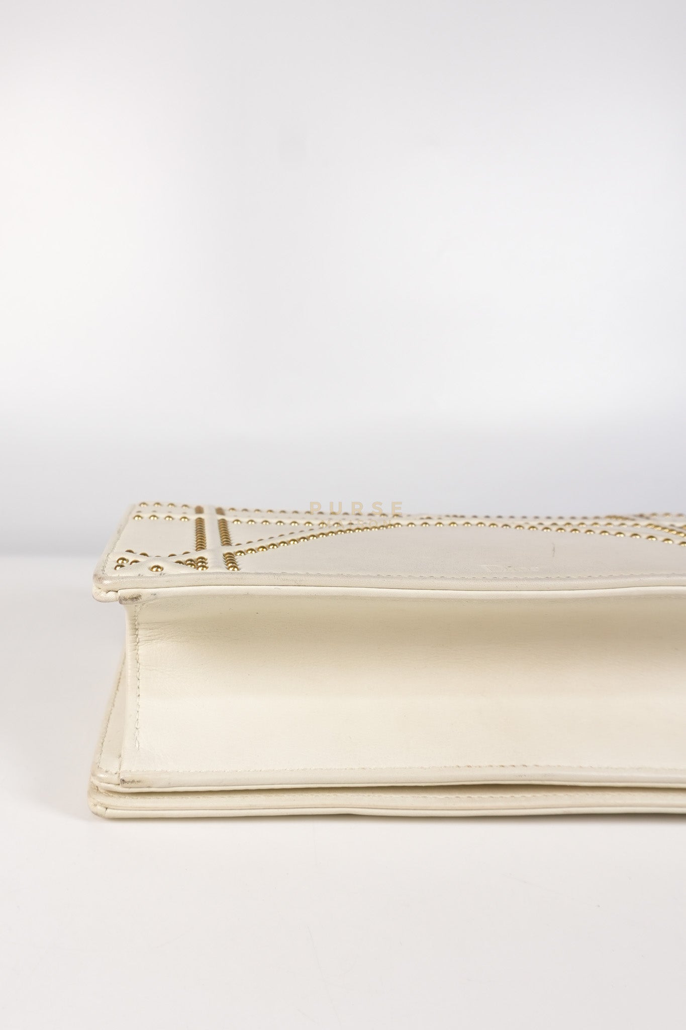 Diorama Small Studded Ivory Calfskin Leather Crossbody Bag | Purse Maison Luxury Bags Shop