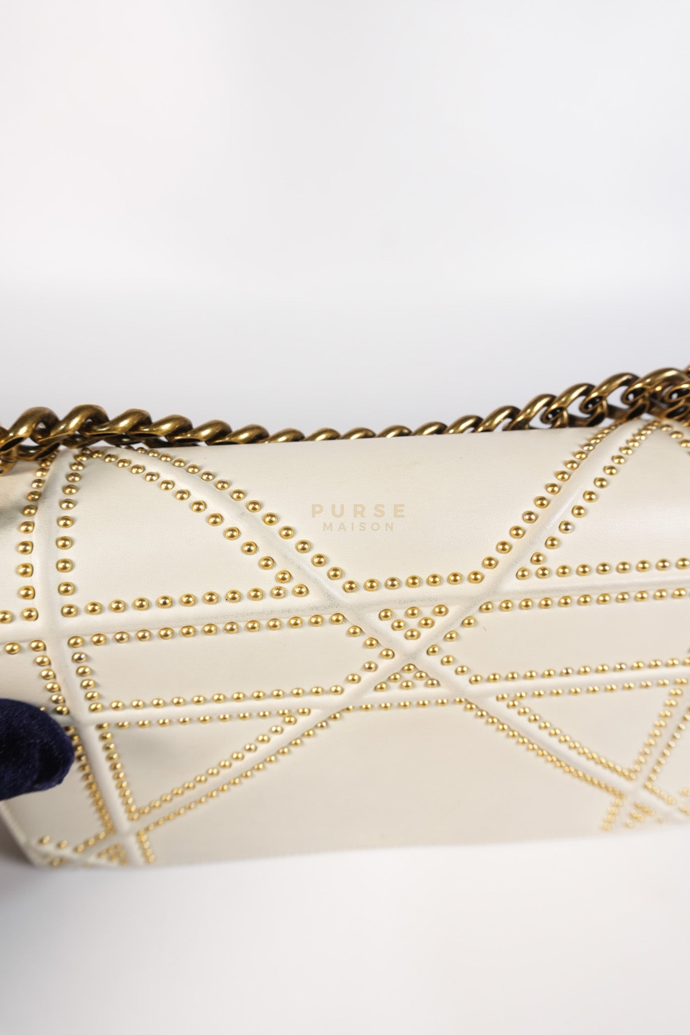 Diorama Small Studded Ivory Calfskin Leather Crossbody Bag | Purse Maison Luxury Bags Shop