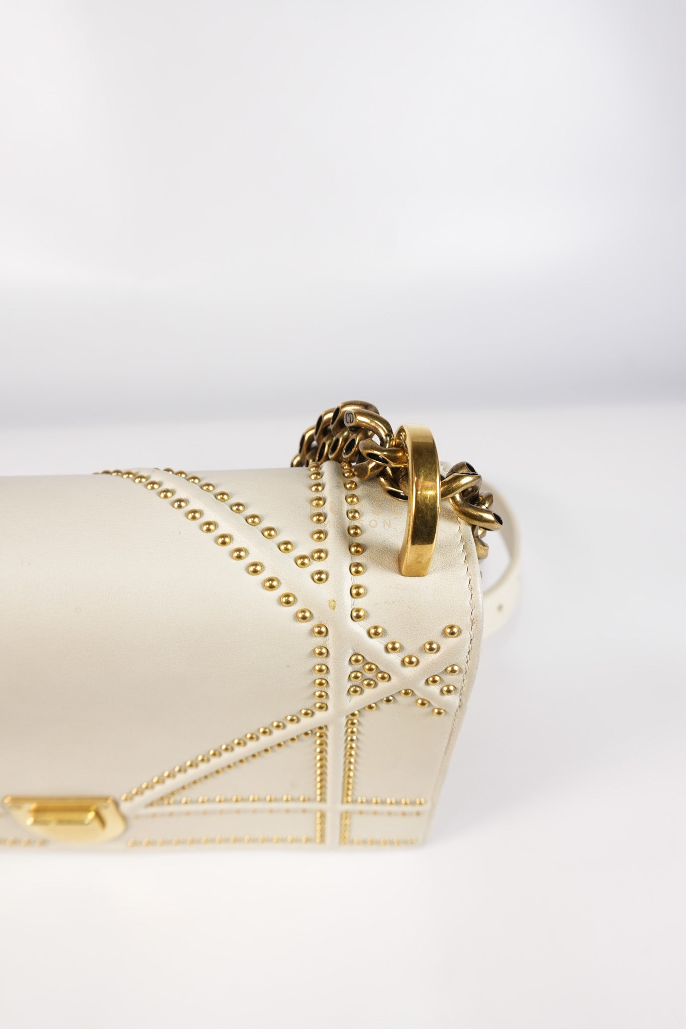 Diorama Small Studded Ivory Calfskin Leather Crossbody Bag | Purse Maison Luxury Bags Shop