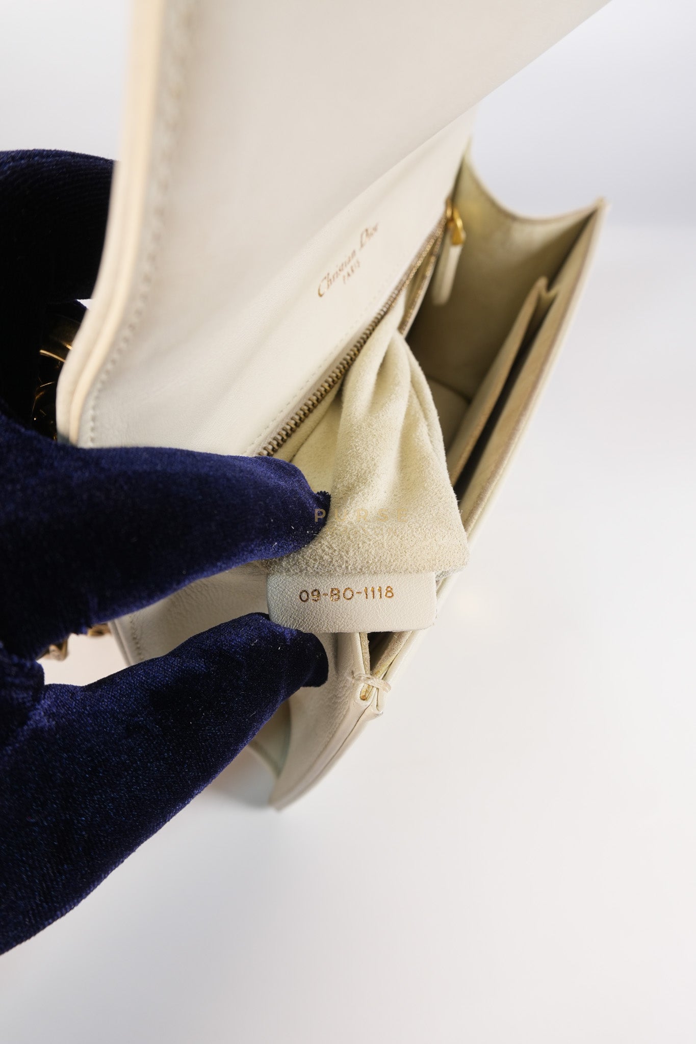 Diorama Small Studded Ivory Calfskin Leather Crossbody Bag | Purse Maison Luxury Bags Shop