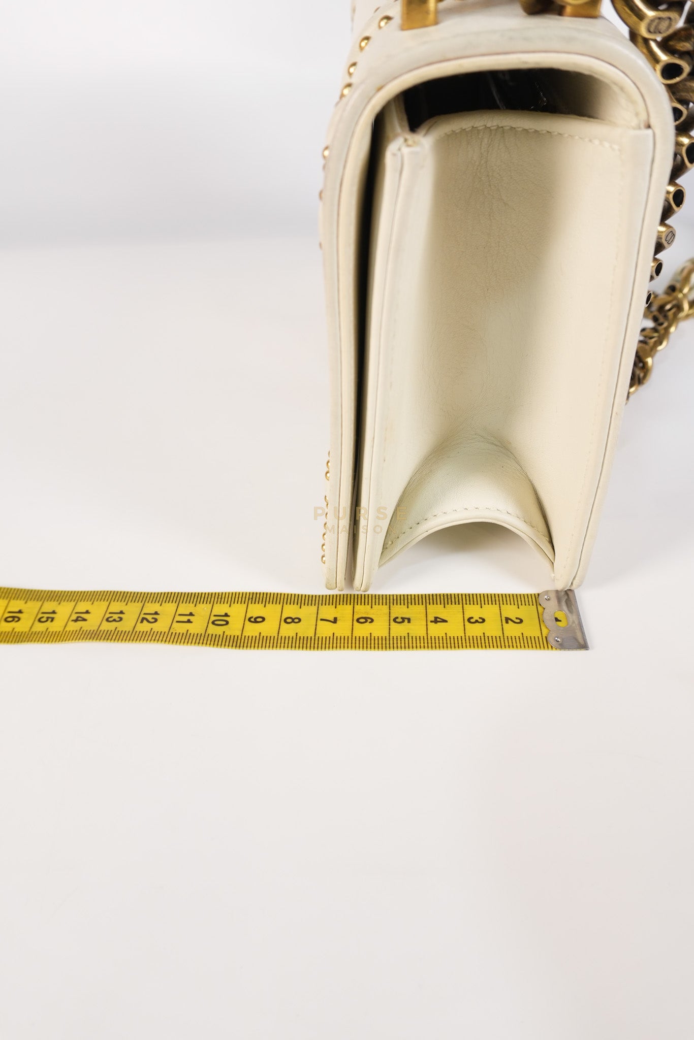 Diorama Small Studded Ivory Calfskin Leather Crossbody Bag | Purse Maison Luxury Bags Shop