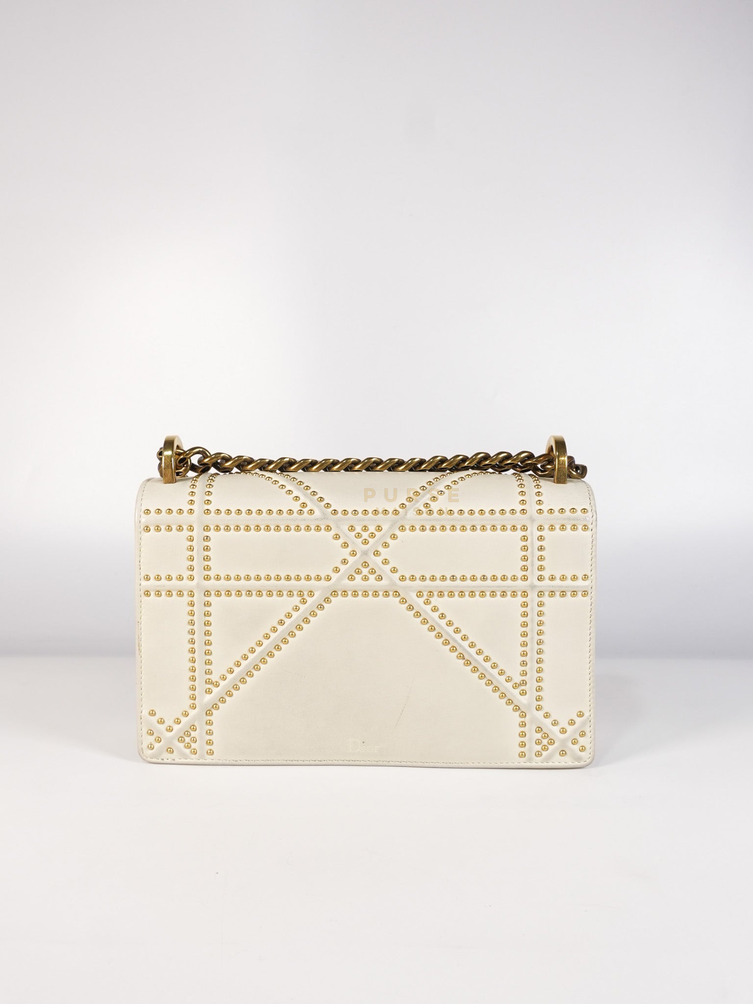 Diorama Small Studded Ivory Calfskin Leather Crossbody Bag | Purse Maison Luxury Bags Shop