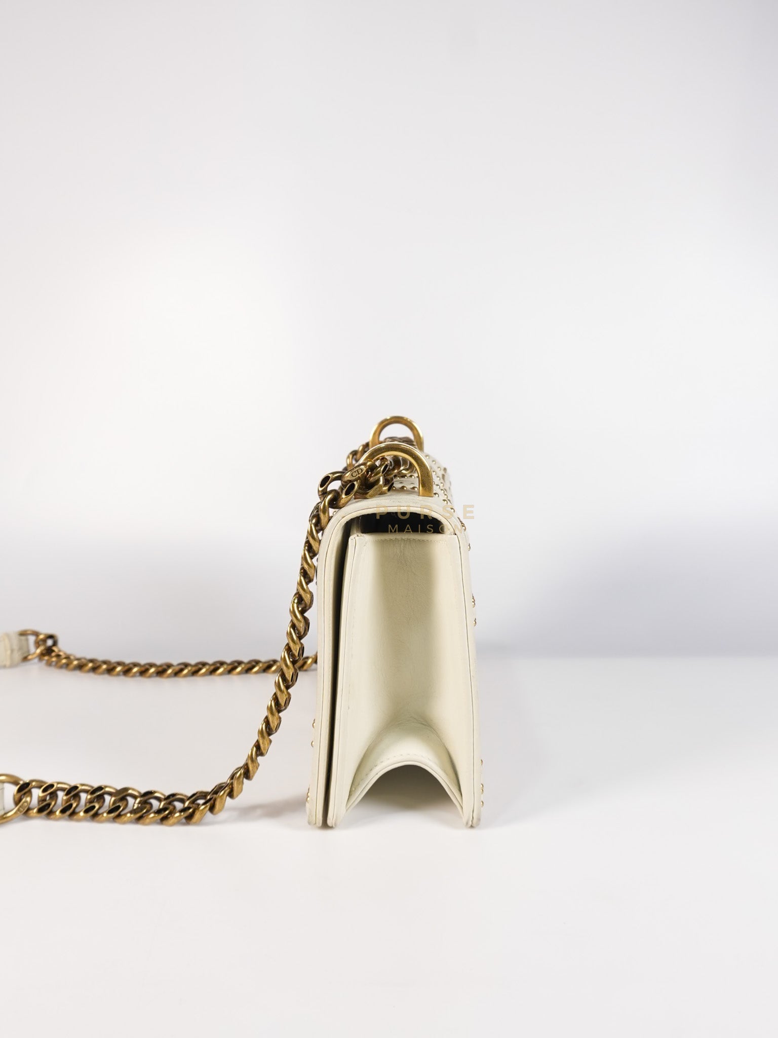 Diorama Small Studded Ivory Calfskin Leather Crossbody Bag | Purse Maison Luxury Bags Shop