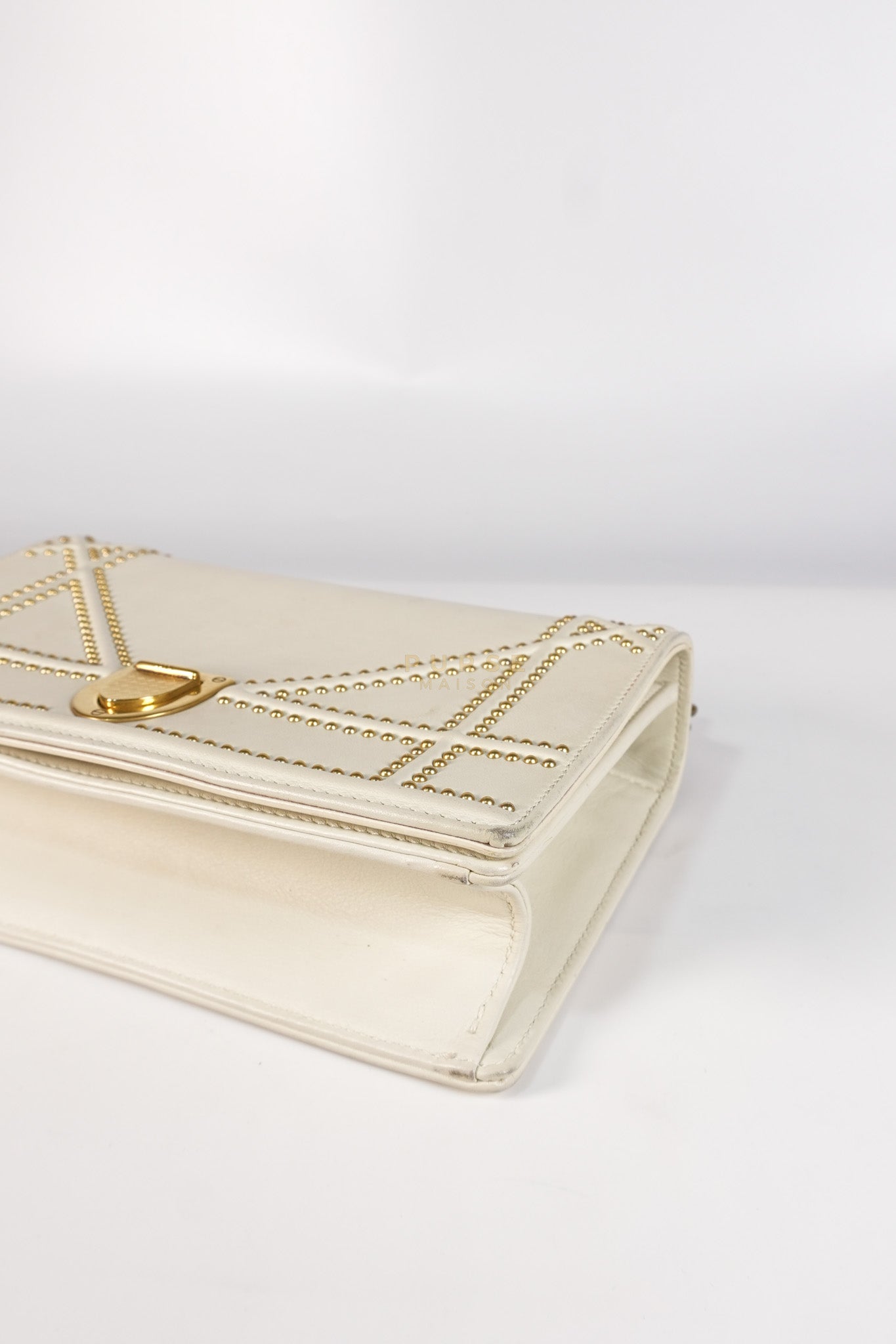 Diorama Small Studded Ivory Calfskin Leather Crossbody Bag | Purse Maison Luxury Bags Shop