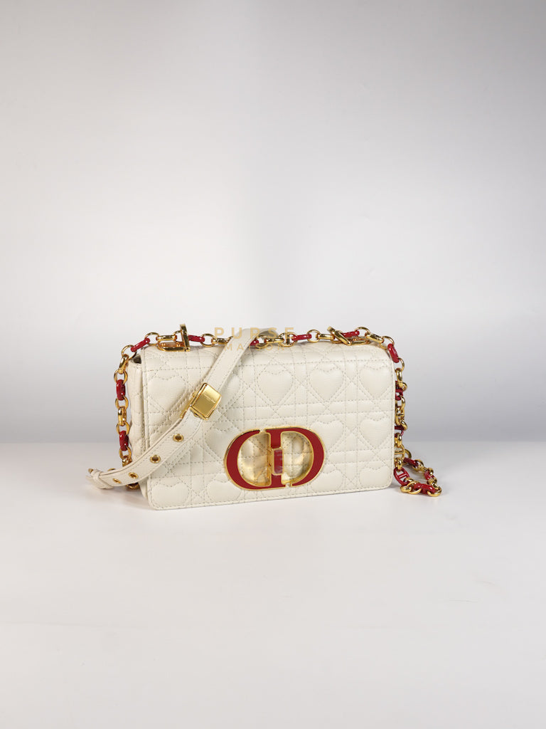 DiorAmour Caro Small in Off-White with Red and Gold Hardware | Purse Maison Luxury Bags Shop
