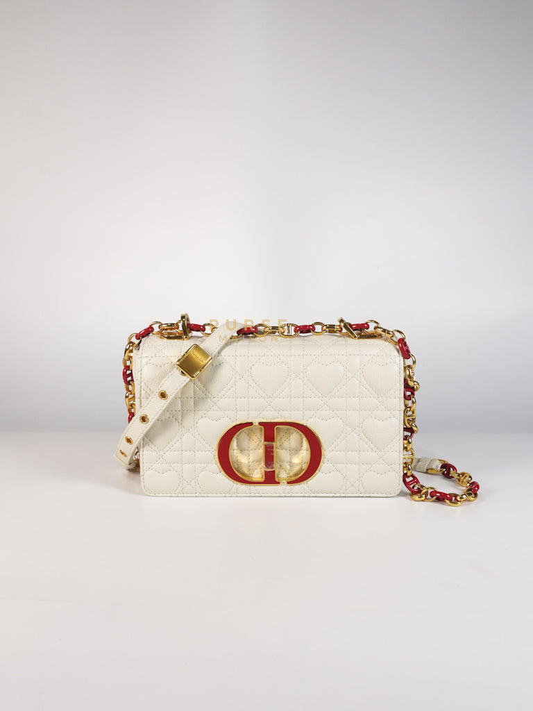 DiorAmour Caro Small in Off-White with Red and Gold Hardware | Purse Maison Luxury Bags Shop