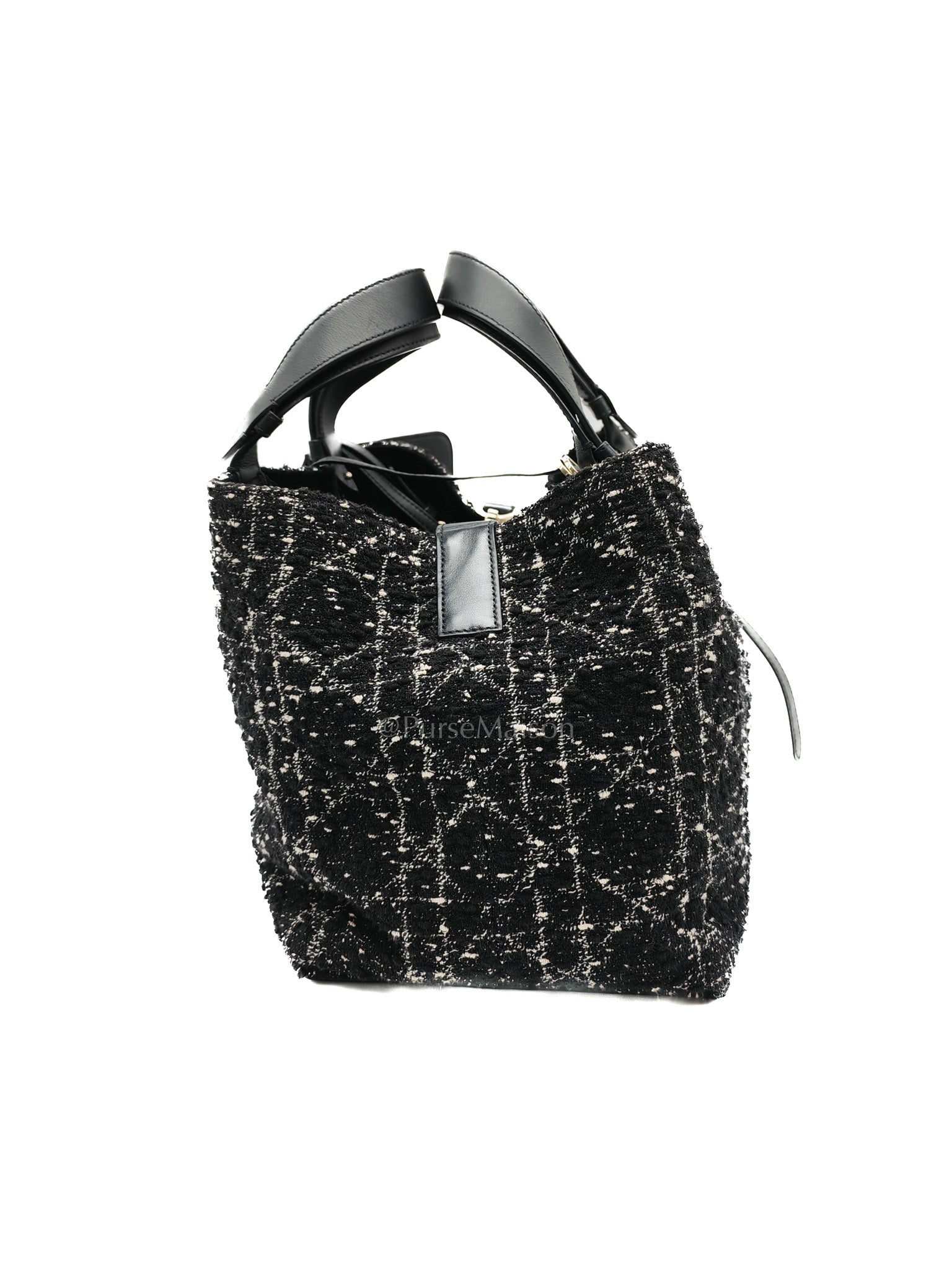 Toujours Medium in Black Calfskin and Tweed Canvas
