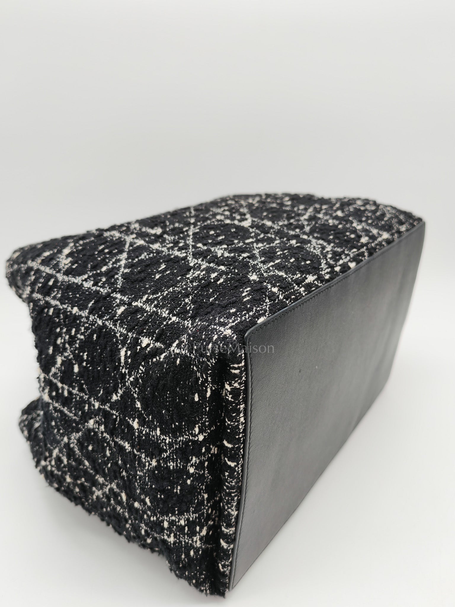 Toujours Medium in Black Calfskin and Tweed Canvas