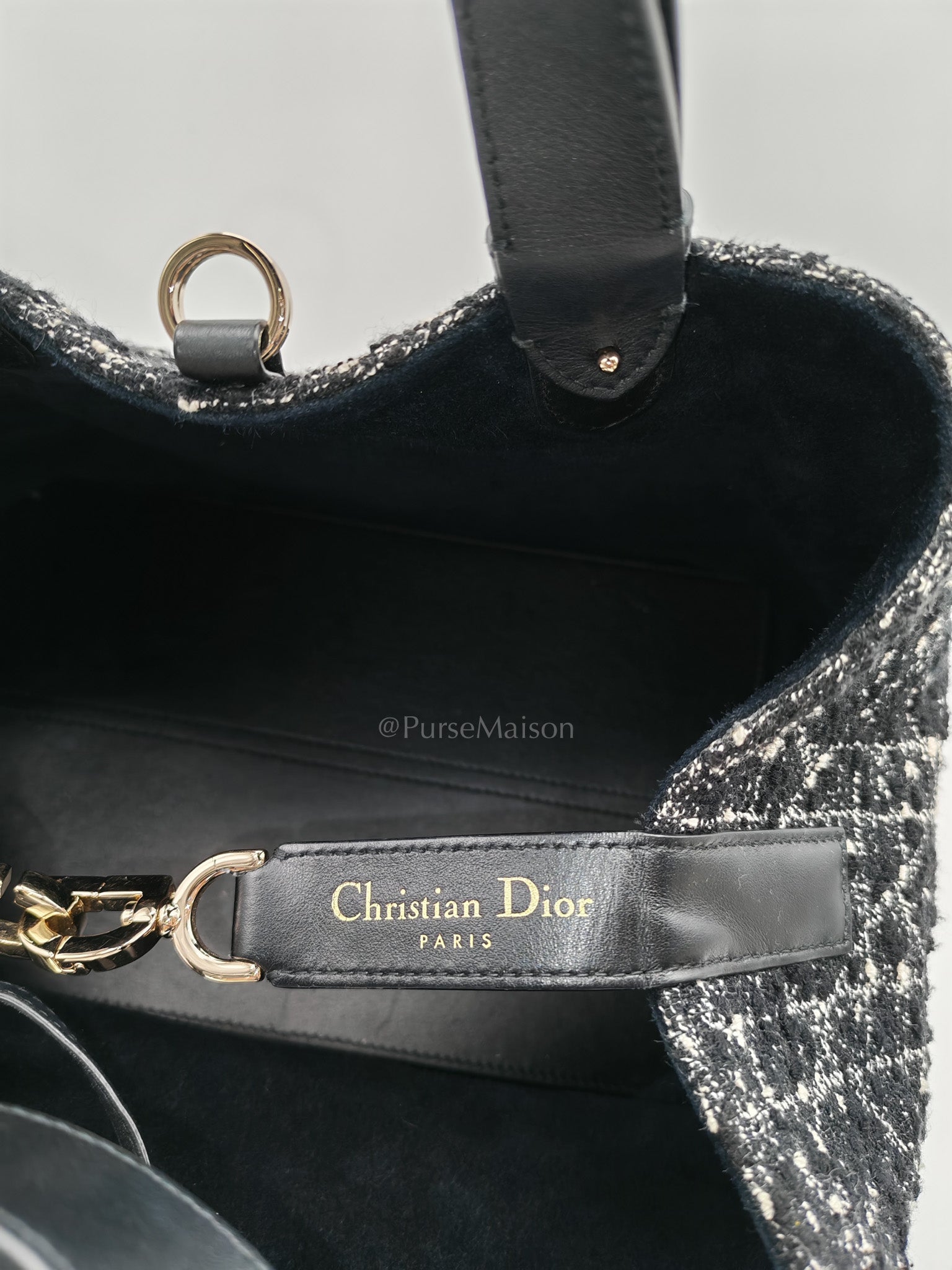 Toujours Medium in Black Calfskin and Tweed Canvas